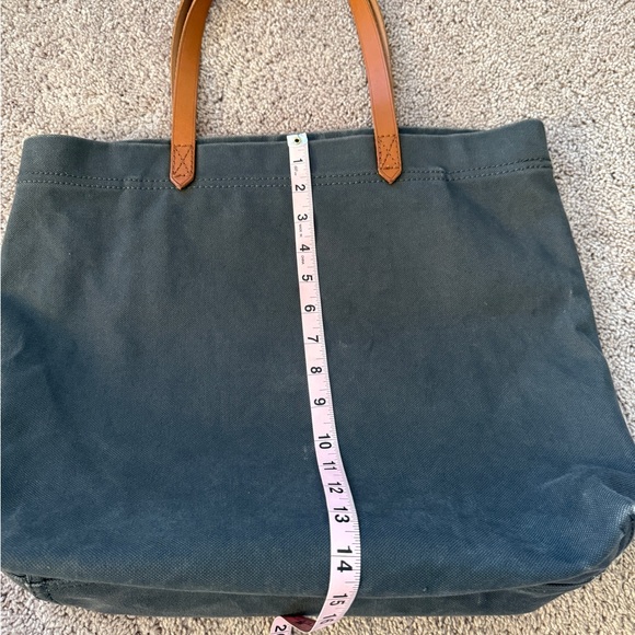 Madewell garment died Blue Canvas transport Tote with Tan Leather Handles - Picture 3 of 14